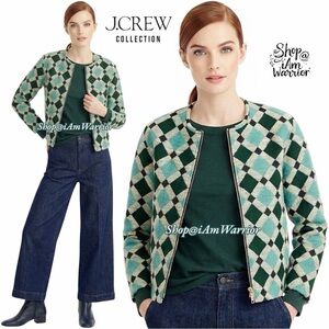 J.Crew Collection NWT Moroccan Tile Jacquard Zip Boxy Jacket *shop@iamwarrior